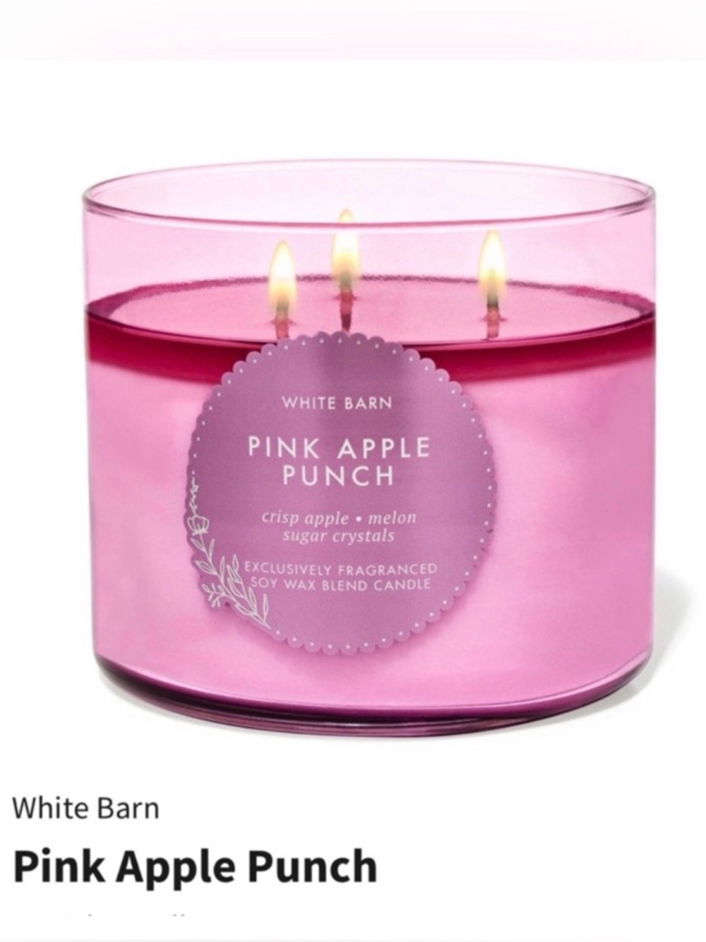 White Barn (B& BW) “Pink Apple Punch” 3-Wick Candle w Decorative Metal Lid | NIB